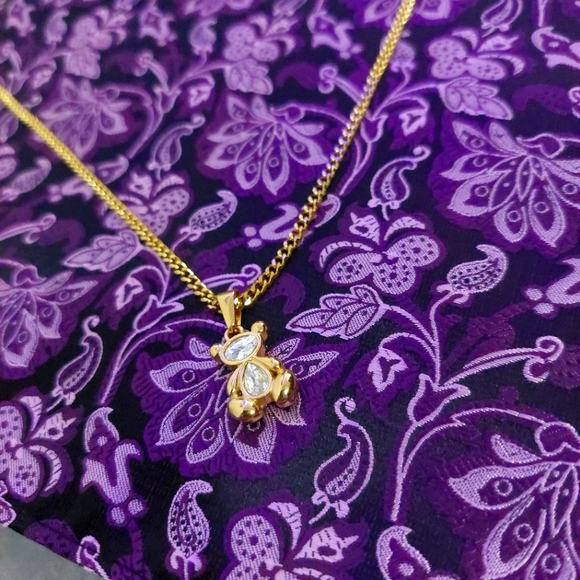 18K Gold Plated Bear Pendant Necklace with 18K Gold Plated Miami Cuban Link - Picture 3 of 5